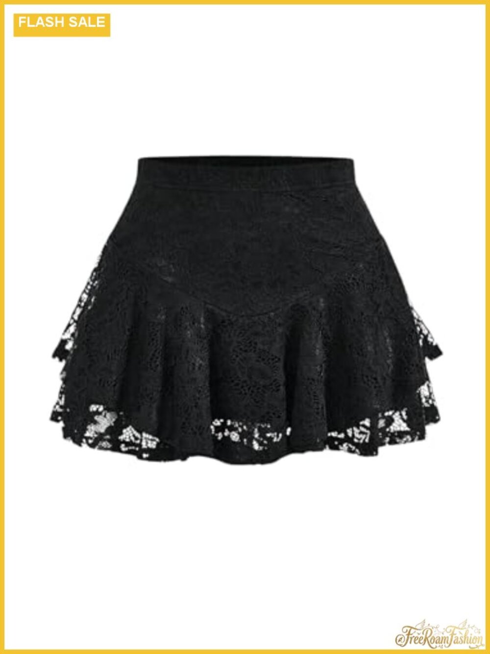 Plus Size Gothic Lace Ruffle Mini Skirt A-Line Skater Party Club